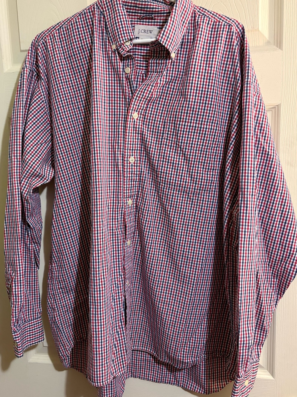 J. Crew Men's Red & Blue Gingham Button-Down Shirt